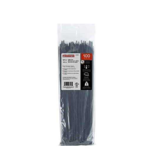 11" ProSource Black Cable Ties 50lb 100/pk