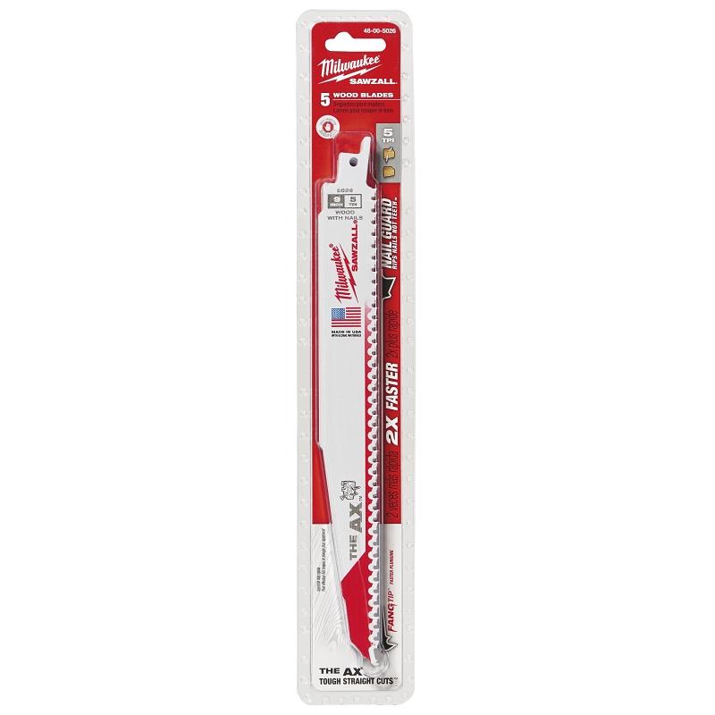 Milwaukee 9" 5TPI Ax Sawzall Blade 5pk 48-00-5026