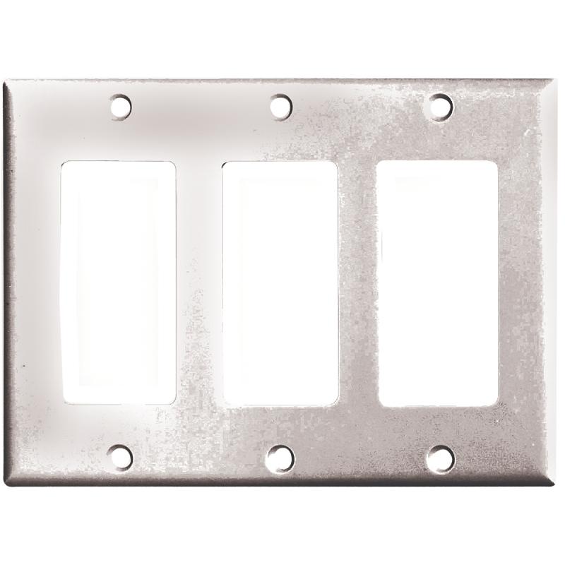 Eaton Decorator Receptacle Plate White 3-Gang 2163W