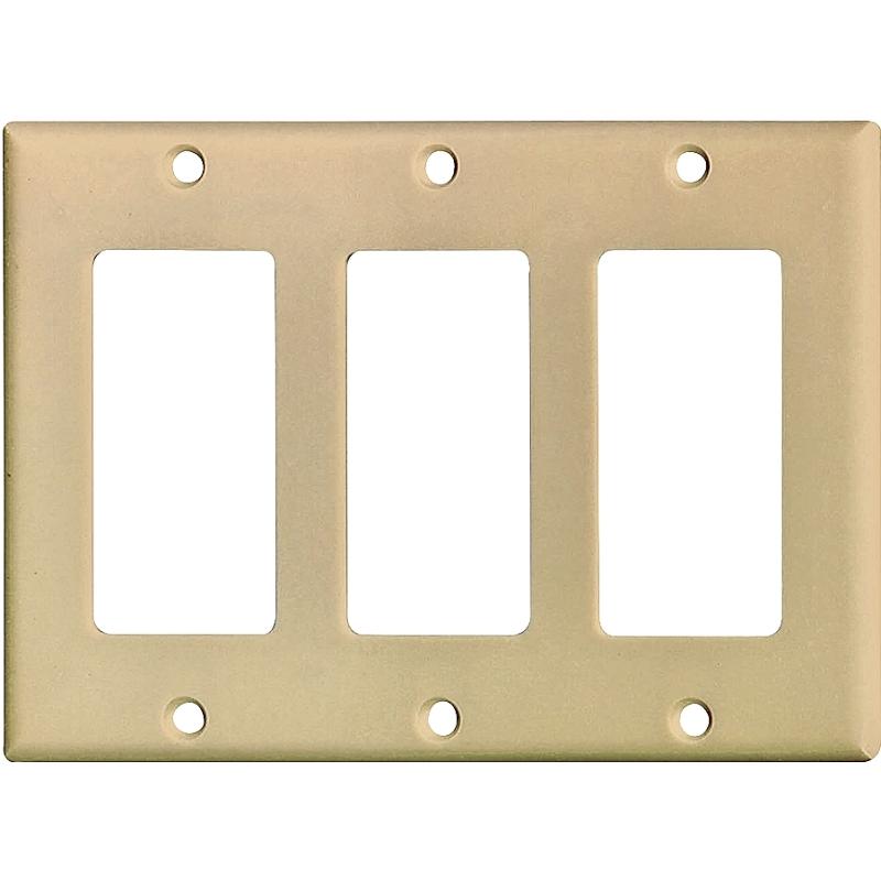 Eaton Decorator Receptacle Plate Ivory 3-Gang 2163V