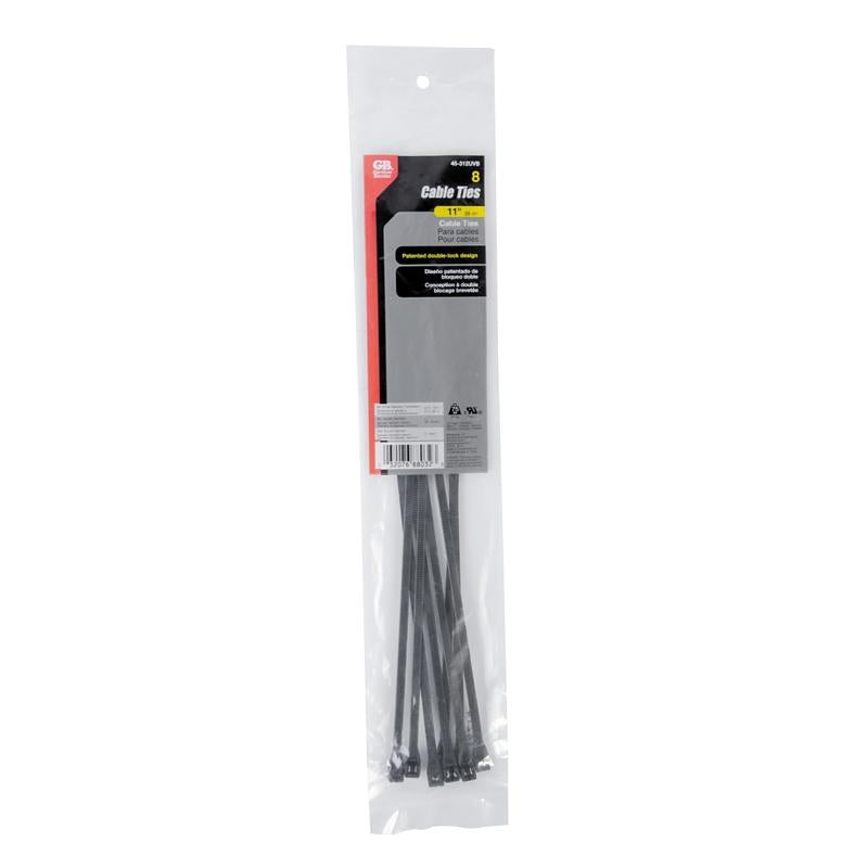 11" Black Cable Ties 8/pk