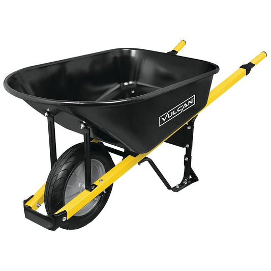 Vulcan Contractor Wheelbarrow Black 6CF Flat-Free Tire