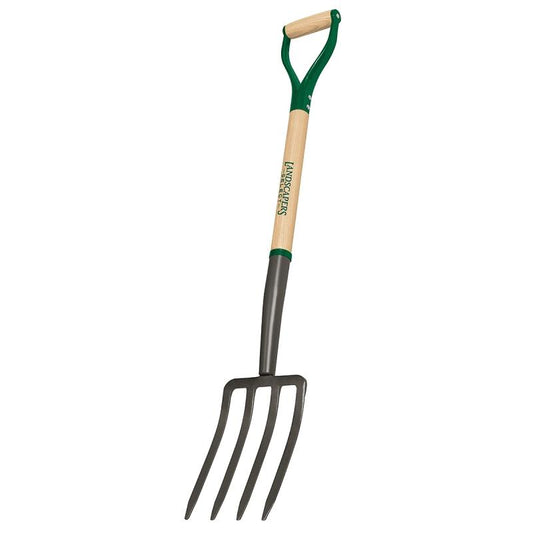 4-Tine Garden Spading Fork Wood Handle