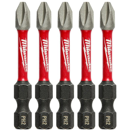 Milwaukee #2 X 2" Impact Phillips Bits 5pk 48-32-4602