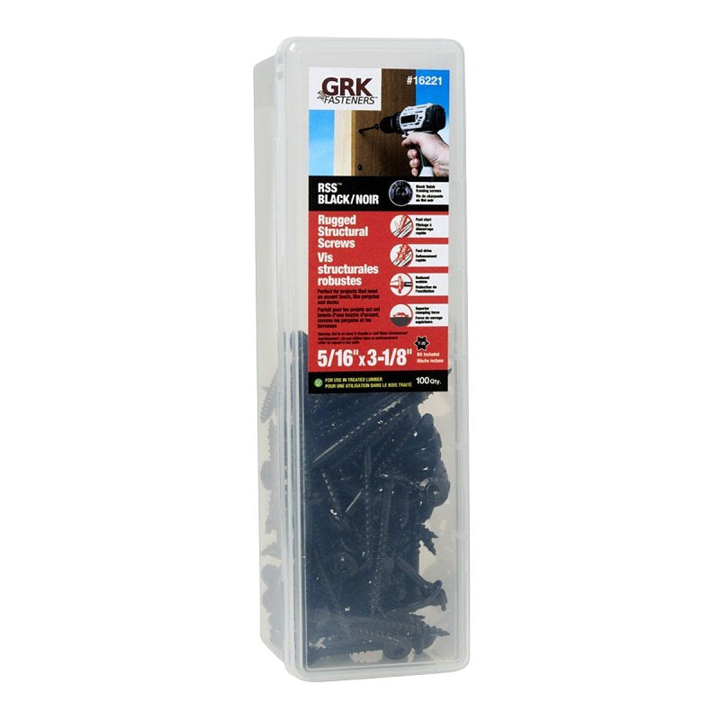 5/16" X 3 1/8" GRK RSS Black Structural Screws - 100/Pk