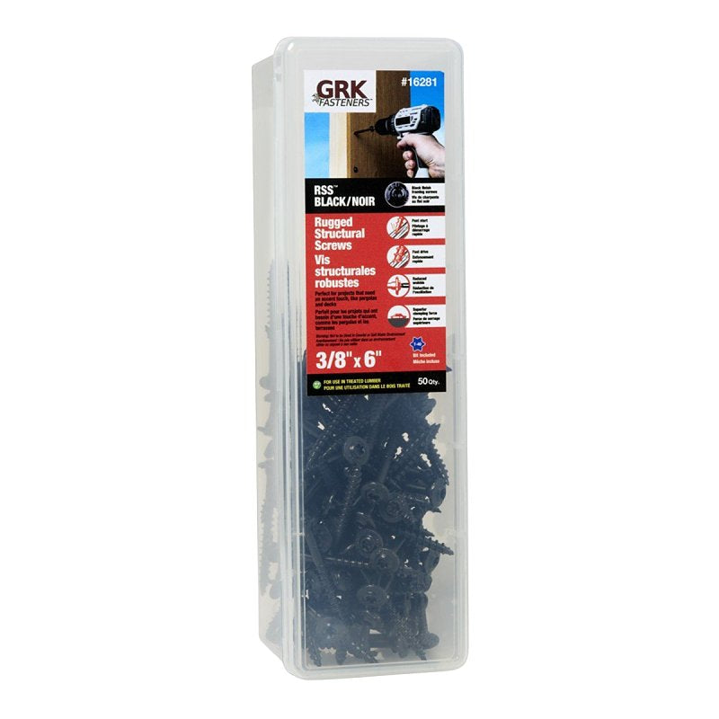 3/8" X 6" GRK RSS Black Structural Screws - 50/Pk
