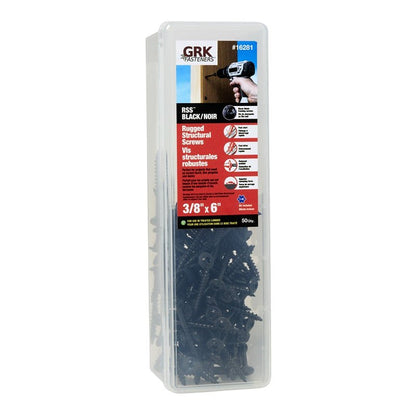 3/8" X 6" GRK RSS Black Structural Screws - 50/Pk