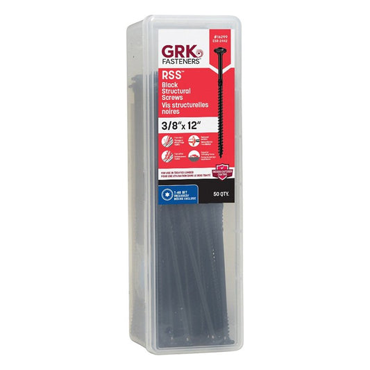 3/8" X 12" GRK RSS Black Structural Screws - 50/Pk