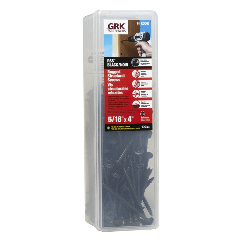 5/16" X 4" GRK RSS Black Structural Screws - 100/Pk