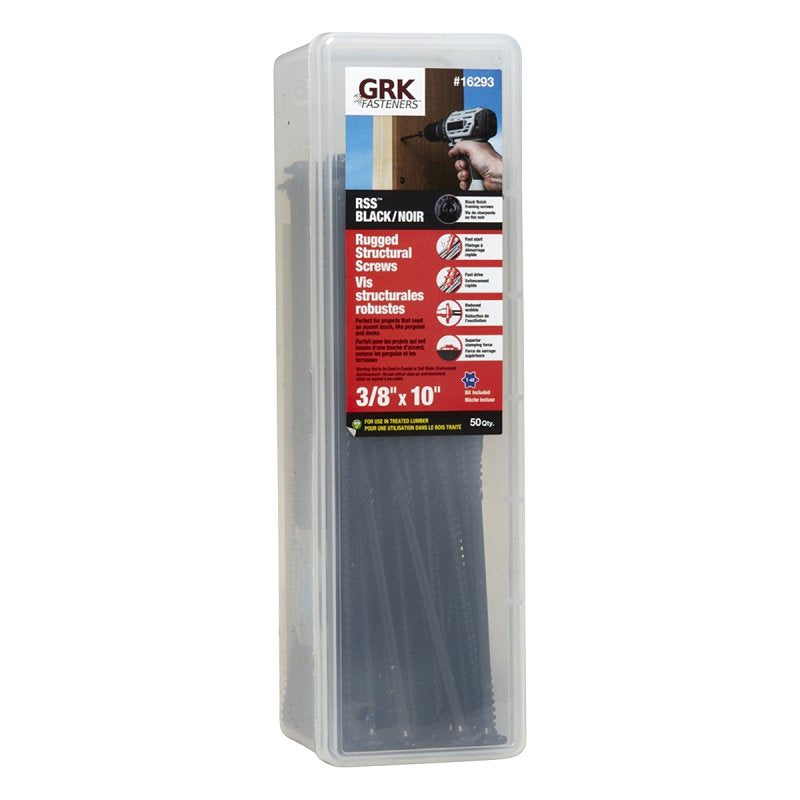 3/8" X 10" GRK RSS Black Structural Screws - 50/Pk