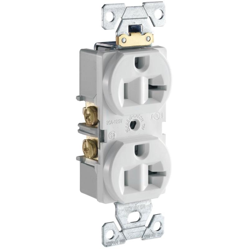 Eaton Duplex Receptacle Commercial White 20A 125V CR20W