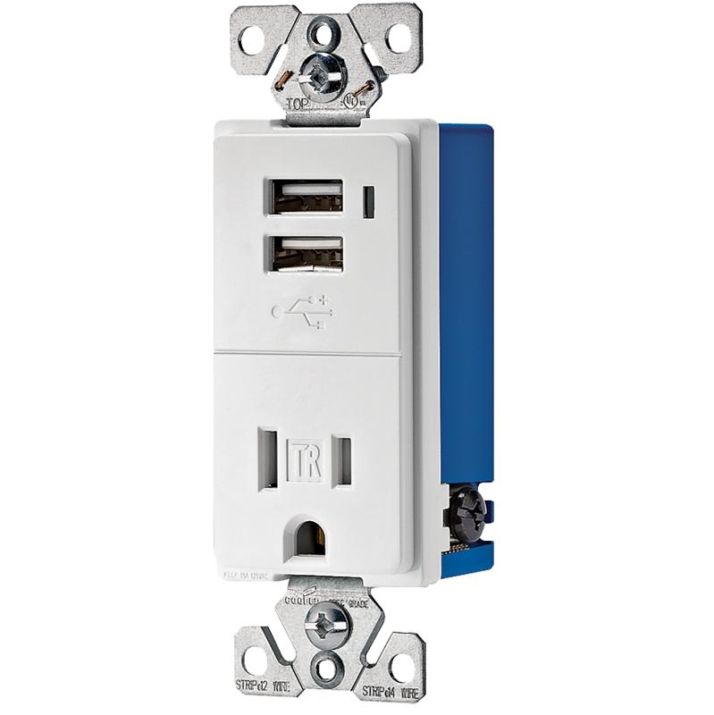 Eaton Combination USB Receptacle White 15A TR7740W