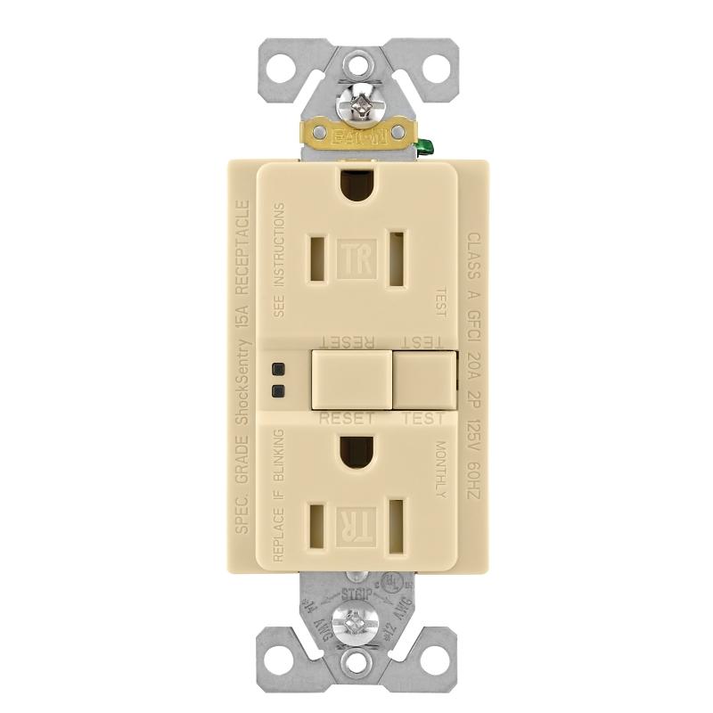 Eaton GFCI Receptacle Ivory 15A 125V TRSGF15V