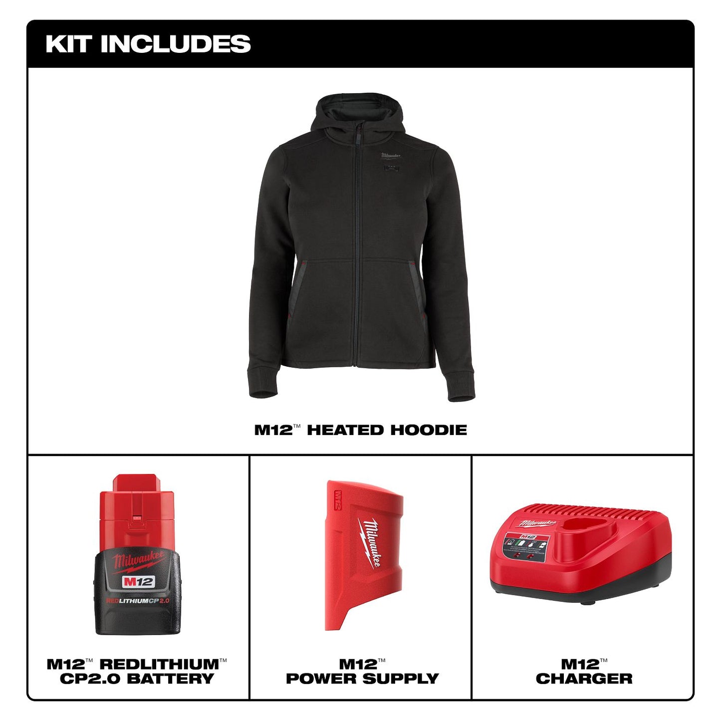 Milwaukee M12 Black Heated Hoodie Womens S F200B-21S