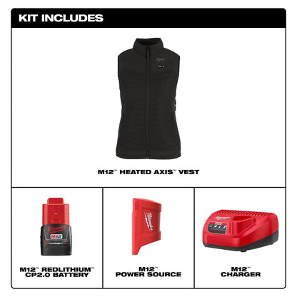 Milwaukee M12 Black Heated Womens Axis Vest Large F300B-21L