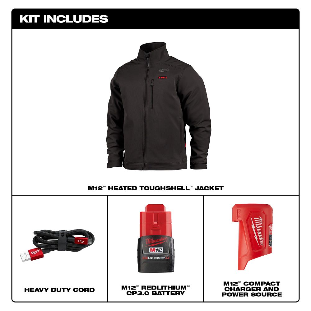 Milwaukee M12 Black Heated Jacket XL 204B-21XL