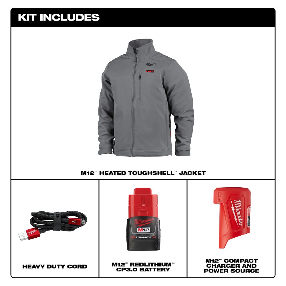 Milwaukee M12 Gray Heated Jacket XL 204G-21XL