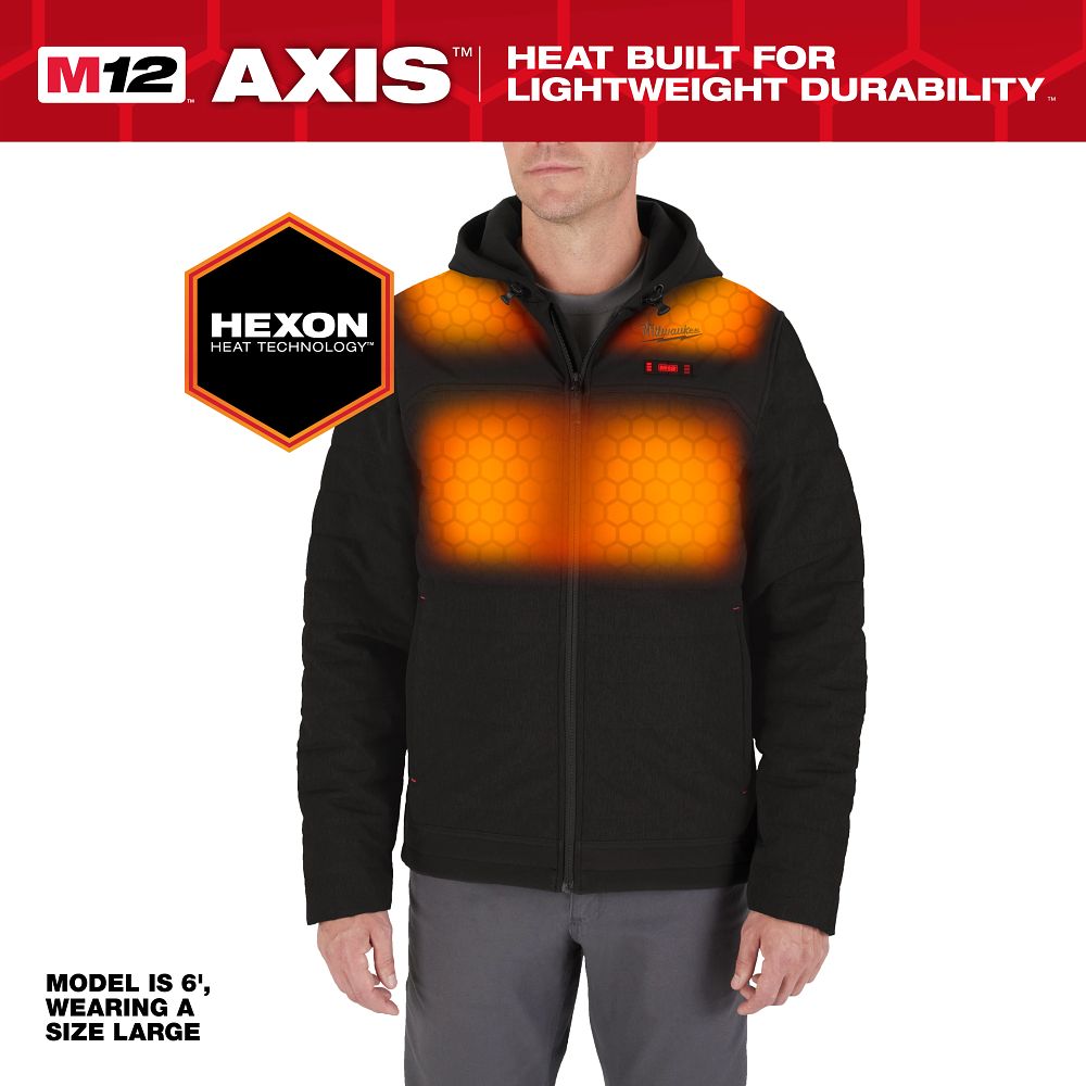 Milwaukee M12 Black Heated Axis Jacket XL M102B-21XL