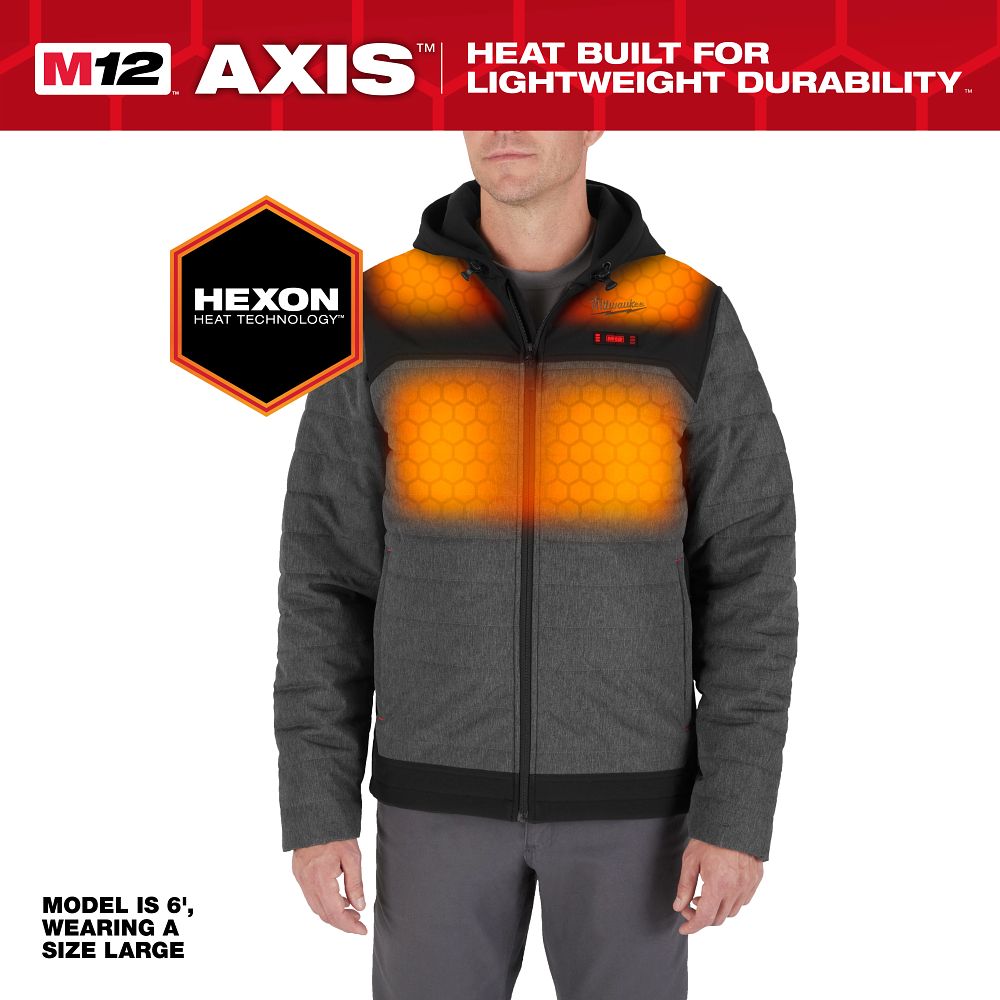 Milwaukee M12 Gray Heated Axis Jacket Large M102G-21L