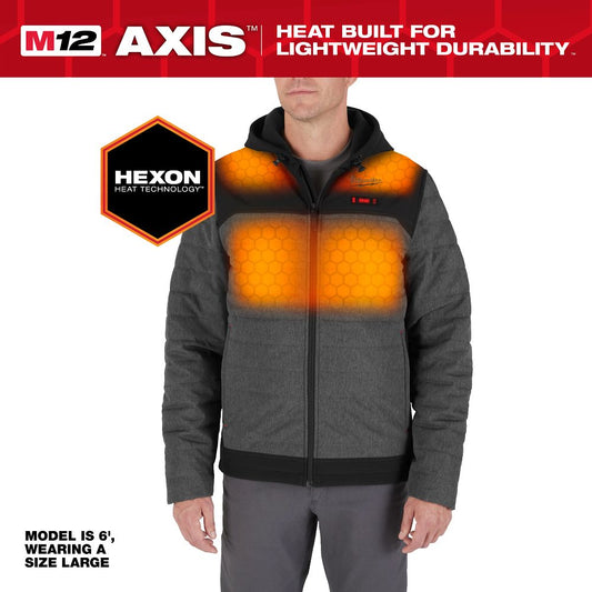 Milwaukee M12 Gray Heated Axis Jacket XL M102G-21XL