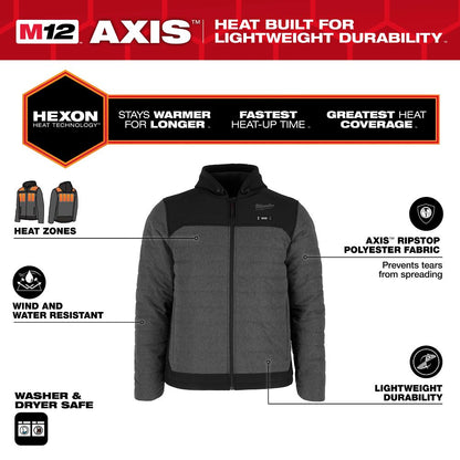 Milwaukee M12 Gray Heated Axis Jacket Large M102G-21L