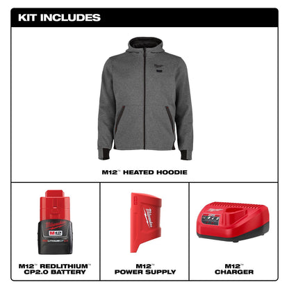 Milwaukee M12 Gray Heated Hoodie M M200G-21M