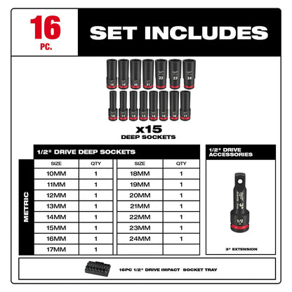 Milwaukee Metric Socket 16Pc. Set 49-66-6818