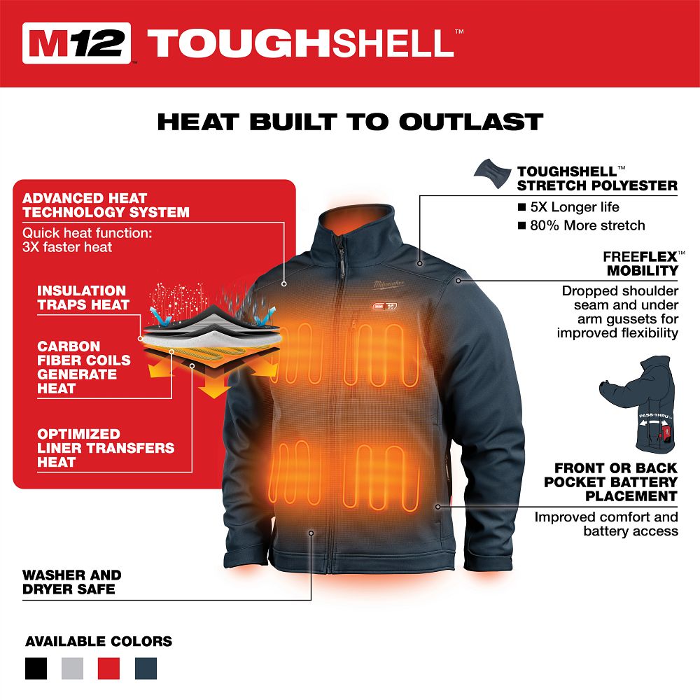 Milwaukee M12 Gray Heated Jacket XL 204G-21XL